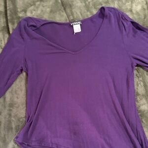VENUS Women's Deep Purple V-Neck Blouse